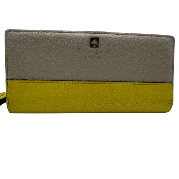 Kate Spade Leather Tan & Yellow Spencer Bifold Wallet - Picture 1 of 12